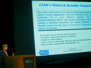 Dr. Nasser Peyghambarian, director of CIAN, presents CIAN's vision to a panel of reviewers from the National Science Foundation.