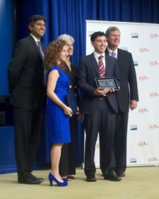 The married couple was recognized for their efforts by U.S. Chief Technology Officer Aneesh Chopra,  Health and Human Services Secretary Kathleen Sebelius (center) and Agriculture Secretary Tom Vilsack (far right),