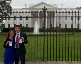 Jesica Oratowski-Coleman and Aaron Coleman stand in front of the White House