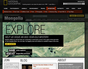 Screengrab of NatGeo's "Field Expedition: Mongolia" site