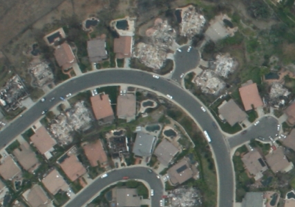 Aerial Photo Mosaic aftermath of fires, street level