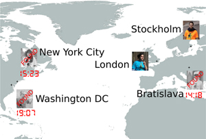 A map showing when and where the three "suspects" were identified. Two others remained at large. 