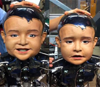 Diego-san robot head shows one-year-old facial expressions