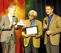 ITS award winner Mohan Trivedi (center) in The Hague