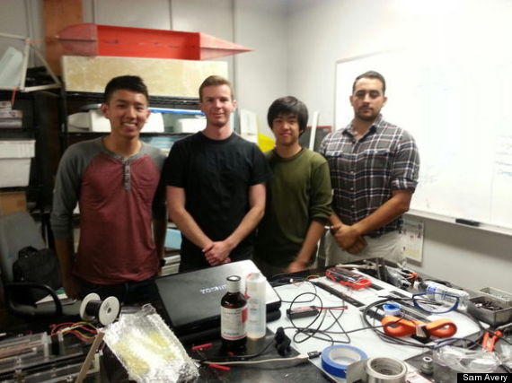 The UCSD microgravity fire experiment team: Josh Sui, Sam Avery, Henry Lu and Seeman Farah