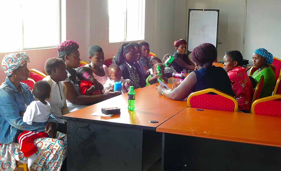 At the Regional Referral Hospital in Masaka, Uganda, a focus group of HIV-positive women meet to discuss barriers to accessing infant HIV services.