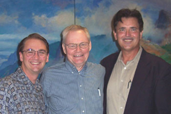 Tony Sebald (center) with former Ph.D. students David Fogel and Ken Kreutz-Delgado