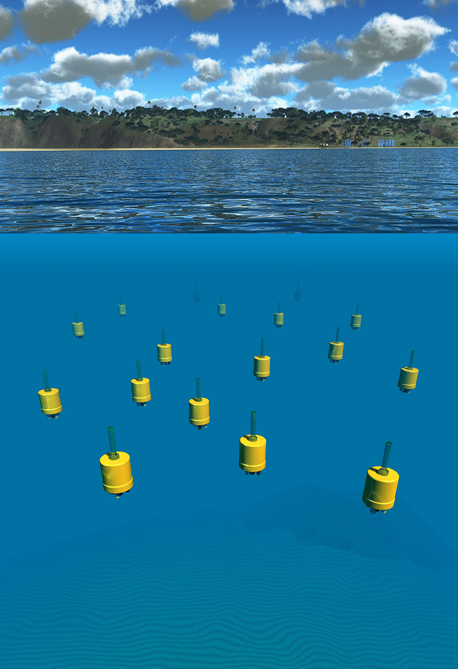 A graphic representation of the underwater explorers off the coast of Del Mar. Credit: Jaffe Lab for Underwater Imaging/Scripps Oceanography
