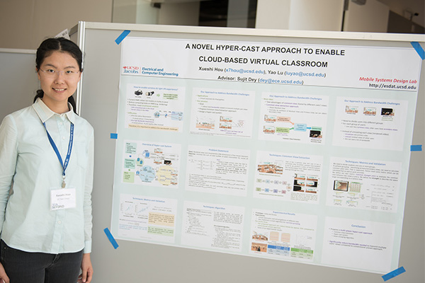 Xusehi Hou of UC San Diego exhibits her poster on "A Novel  Hypercast Approach to Enable Cloud-Based